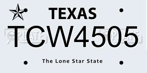 TCW4505 Texas License Plate