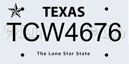 TCW4676 Texas License Plate