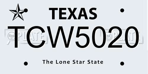 TCW5020 Texas License Plate