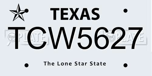 TCW5627 Texas License Plate