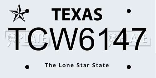 TCW6147 Texas License Plate