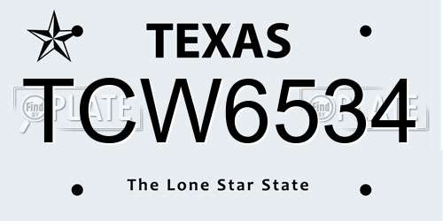 TCW6534 Texas License Plate