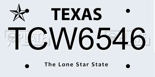 TCW6546 Texas License Plate