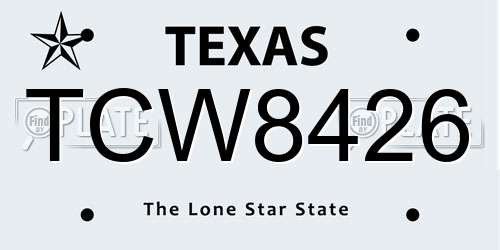 TCW8426 Texas License Plate