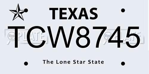 TCW8745 Texas License Plate