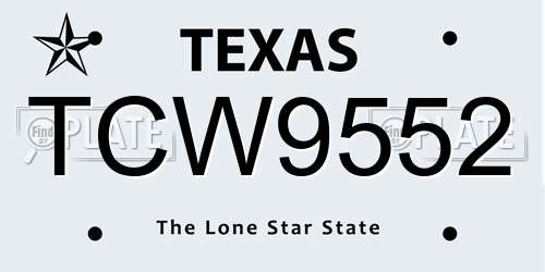 TCW9552 Texas License Plate