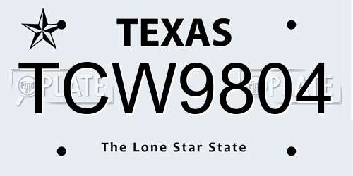 TCW9804 Texas License Plate