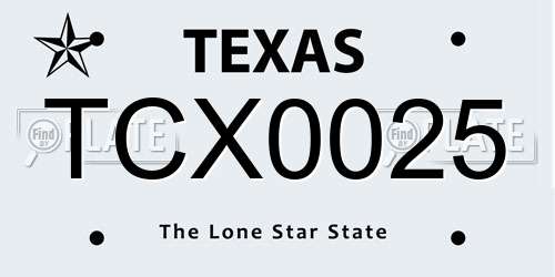 TCX0025 Texas License Plate