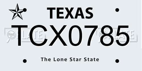 TCX0785 Texas License Plate