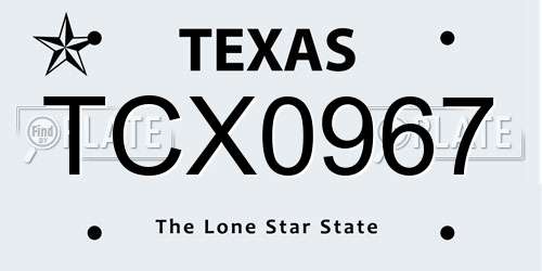 TCX0967 Texas License Plate