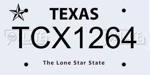 TCX1264 Texas License Plate