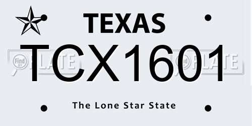 TCX1601 Texas License Plate