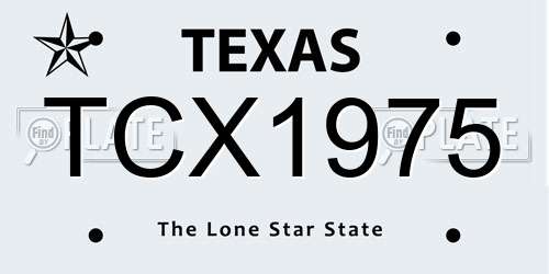 TCX1975 Texas License Plate