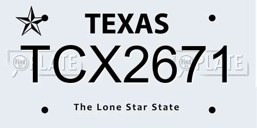 TCX2671 Texas License Plate
