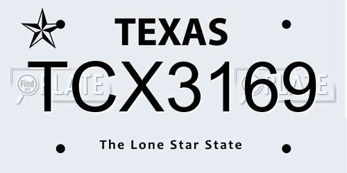 TCX3169 Texas License Plate