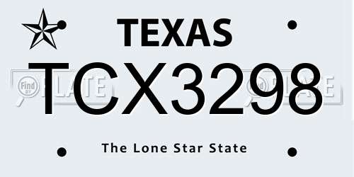 TCX3298 Texas License Plate
