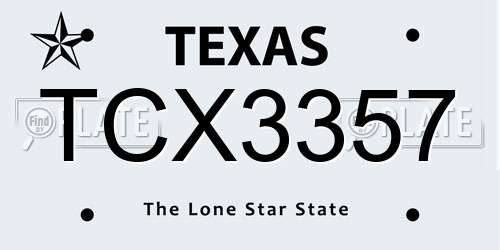 TCX3357 Texas License Plate