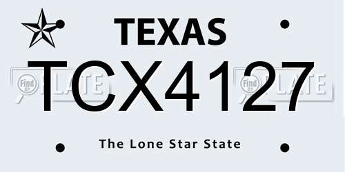 TCX4127 Texas License Plate