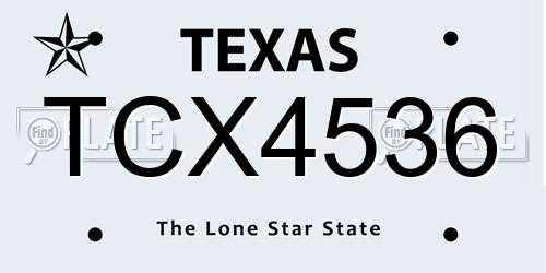 TCX4536 Texas License Plate