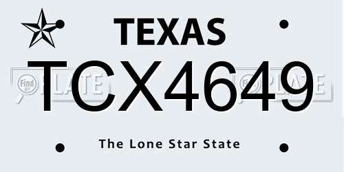 TCX4649 Texas License Plate