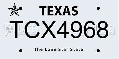 TCX4968 Texas License Plate
