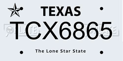 TCX6865 Texas License Plate