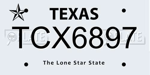 TCX6897 Texas License Plate