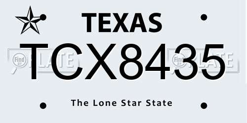 TCX8435 Texas License Plate