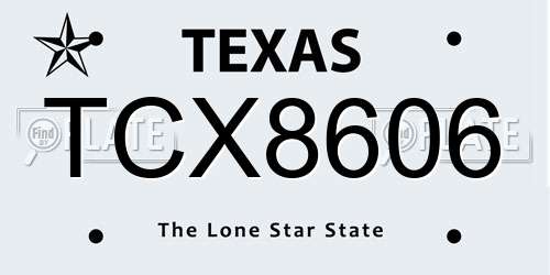 TCX8606 Texas License Plate