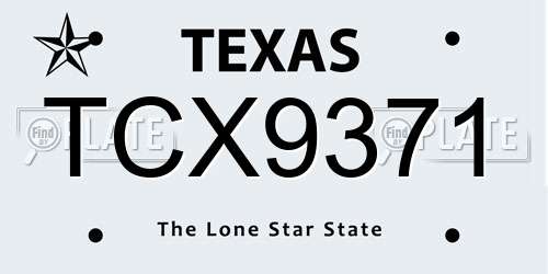 TCX9371 Texas License Plate