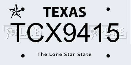 TCX9415 Texas License Plate