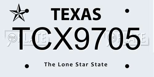 TCX9705 Texas License Plate