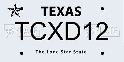 TCXD12 Texas License Plate