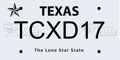 TCXD17 Texas License Plate