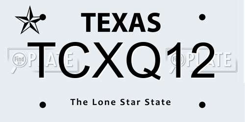 TCXQ12 Texas License Plate