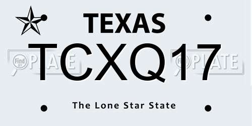 TCXQ17 Texas License Plate