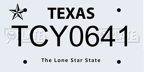 TCY0641 Texas License Plate