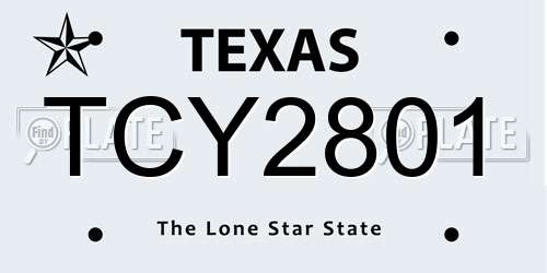 TCY2801 Texas License Plate