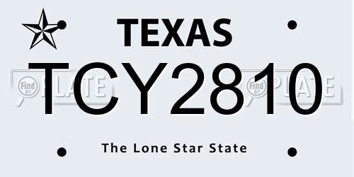 TCY2810 Texas License Plate