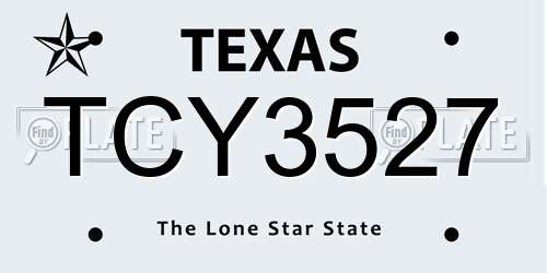TCY3527 Texas License Plate