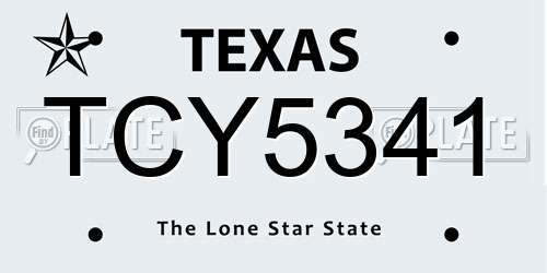 TCY5341 Texas License Plate