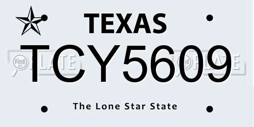 TCY5609 Texas License Plate