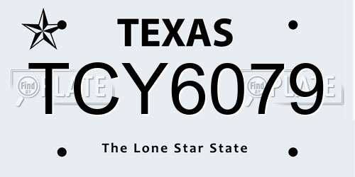 TCY6079 Texas License Plate