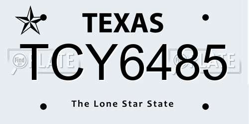 TCY6485 Texas License Plate