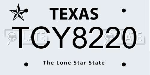 TCY8220 Texas License Plate