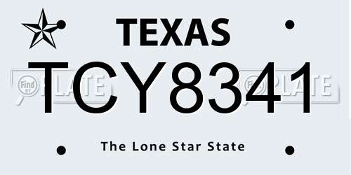 TCY8341 Texas License Plate