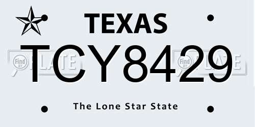 TCY8429 Texas License Plate