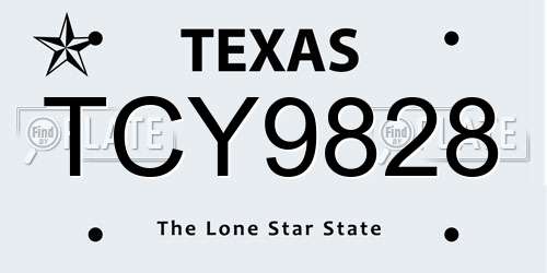 TCY9828 Texas License Plate
