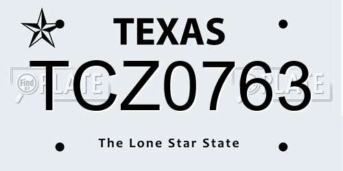TCZ0763 Texas License Plate