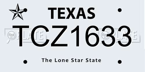 TCZ1633 Texas License Plate